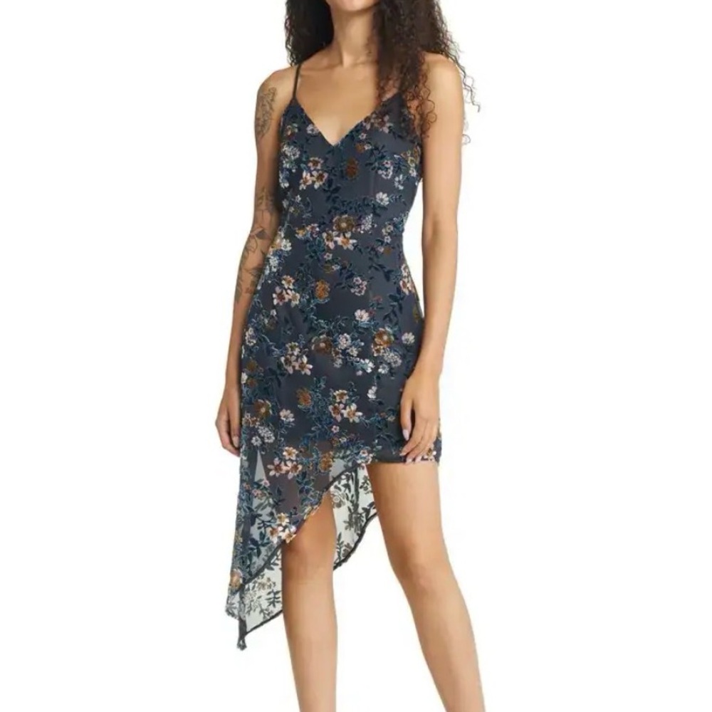 Lulu’s Asymmetrical Velvet Midi Dress